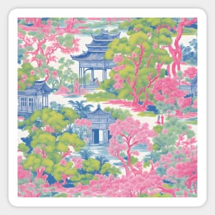 Chinoiserie garden in preppy colors Sticker